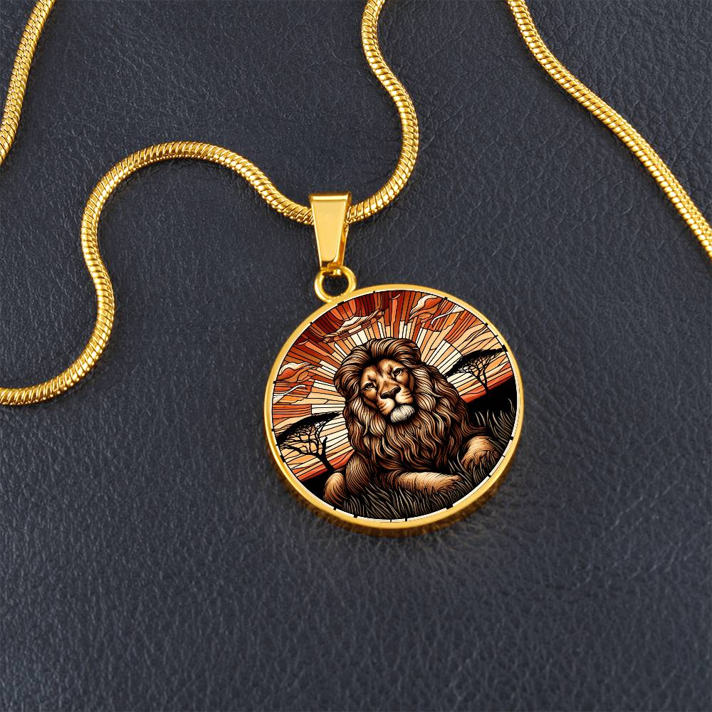 The Regal Lion Circle Pendant Necklace