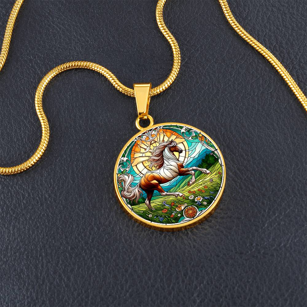 The Radiant Horse Circle Pendant Necklace