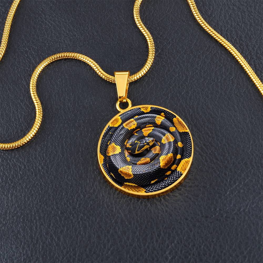 The Black Gold Serpent Circle Pendant Necklace