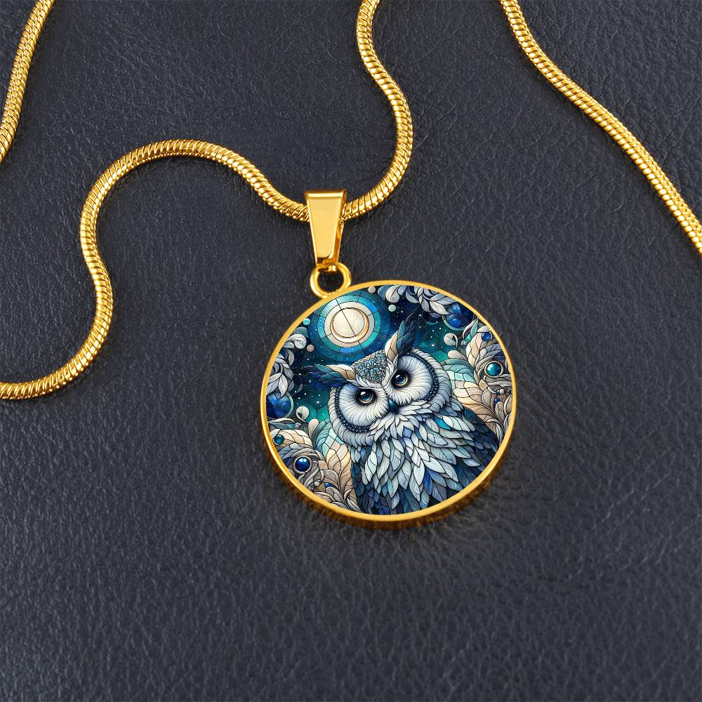 The Blue Owl Circle Pendant Necklace