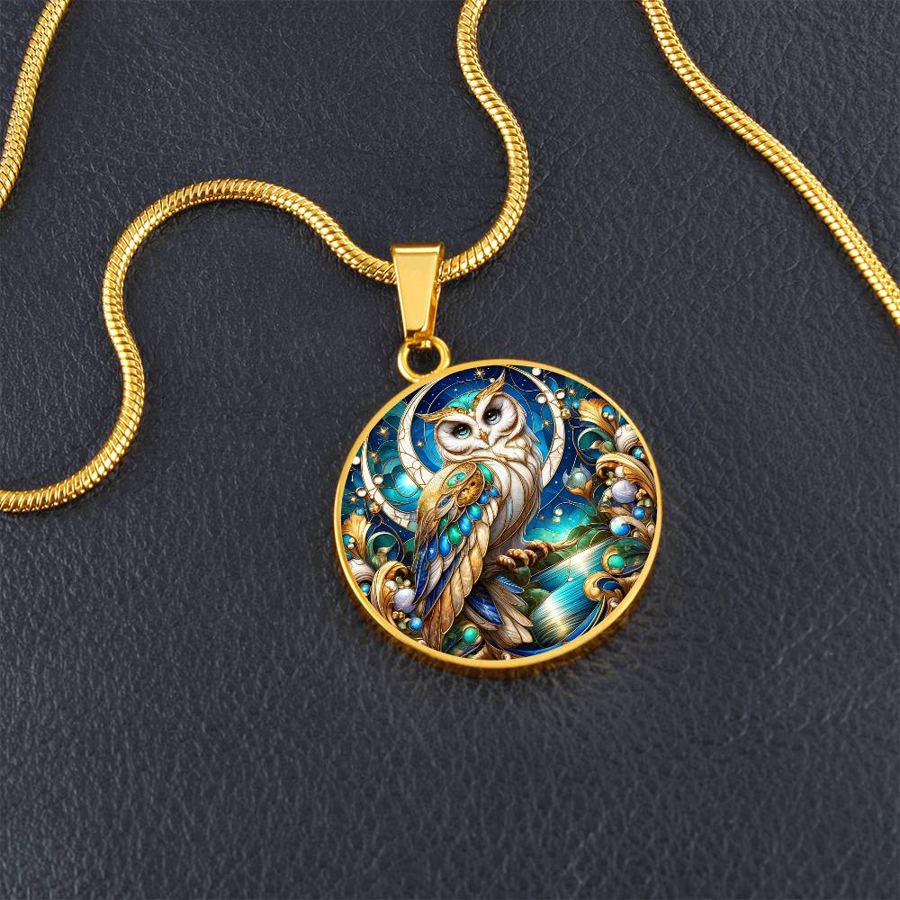 The Golden Owl Circle Pendant Necklace