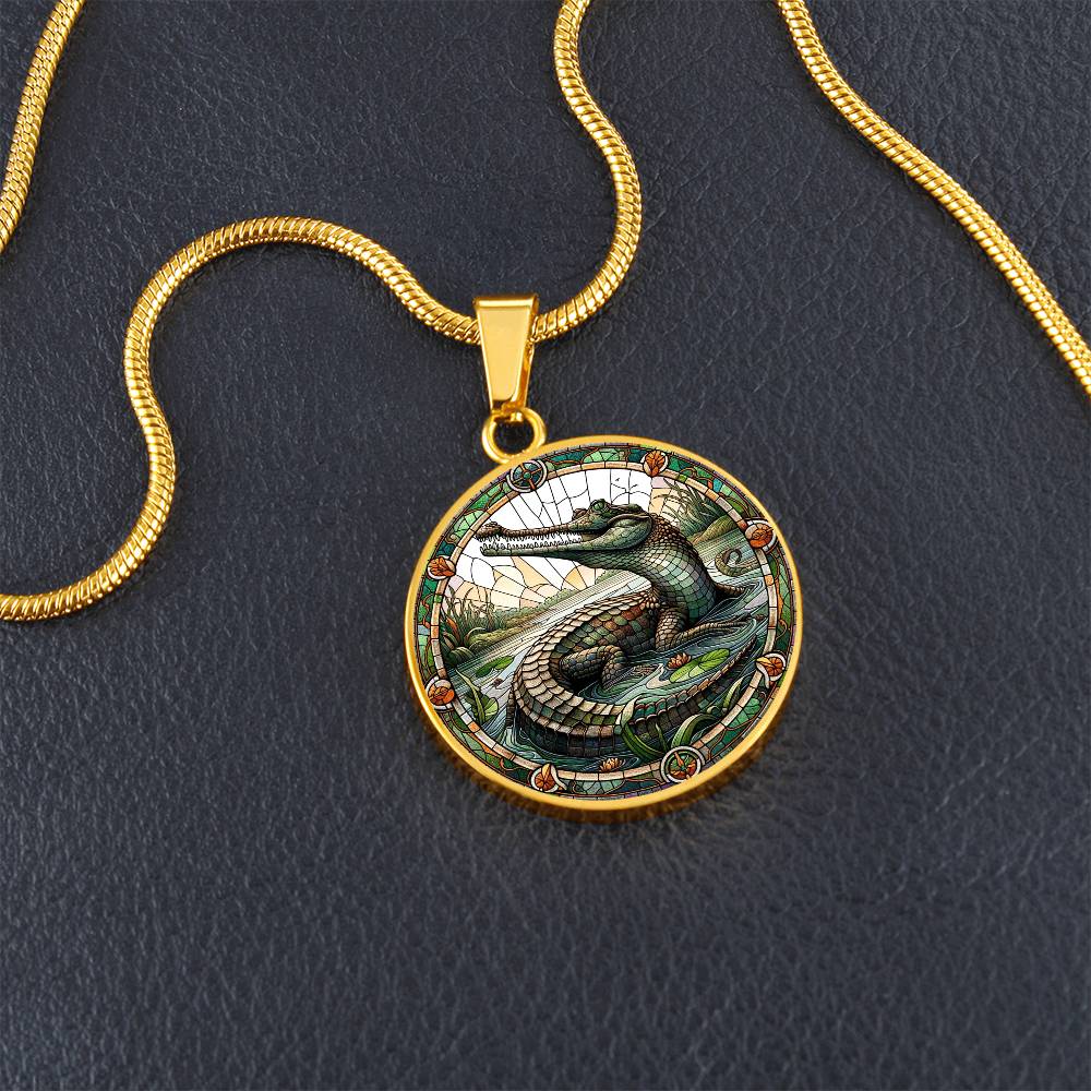 The Gharial Crocodile Circle Pendant Necklace