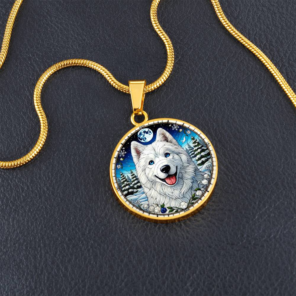 The White Husky Pendant Necklace