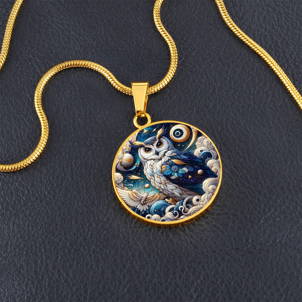 The Celestial Owl Circle Pendant Necklace