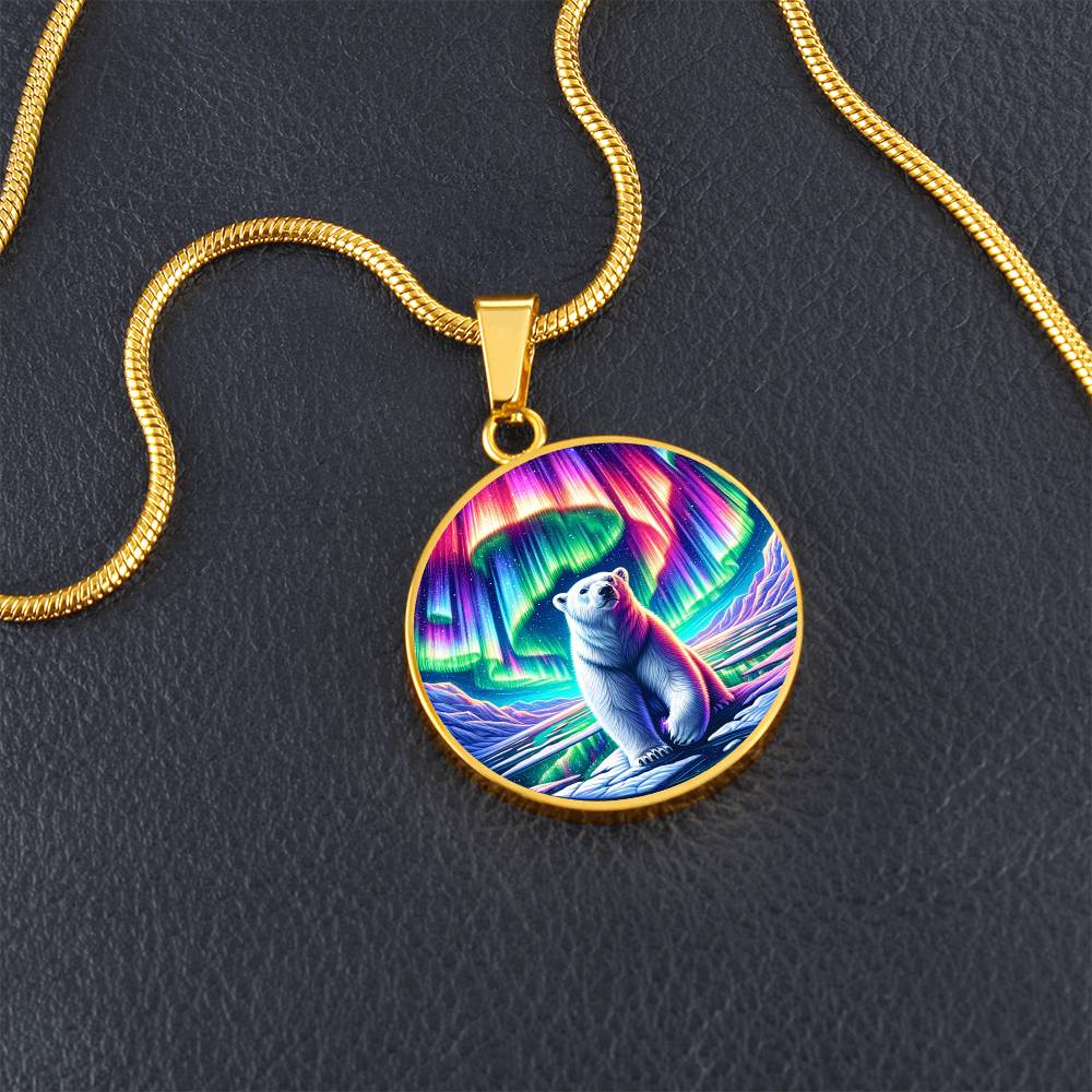 The Aurora Bear Circle Pendant Necklace