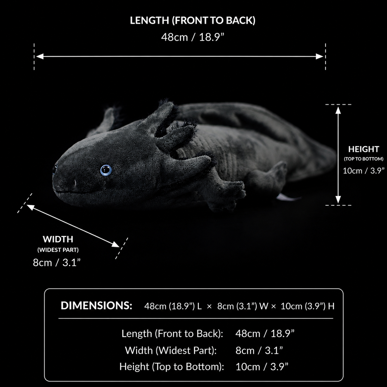 Black Axolotl Soft Stuffed Plush Toy