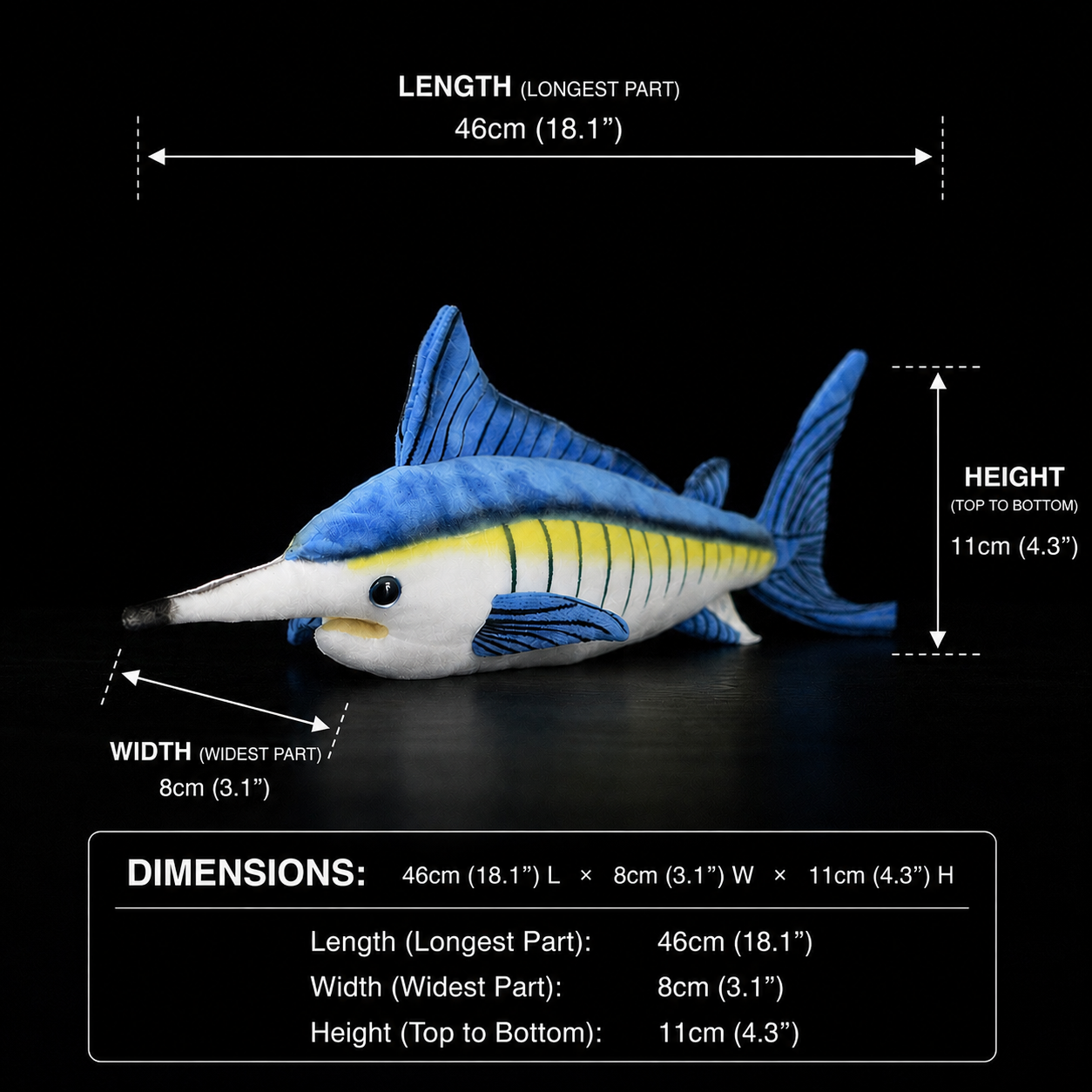 Blue Marlin Fish Soft Stuffed Plush Toy