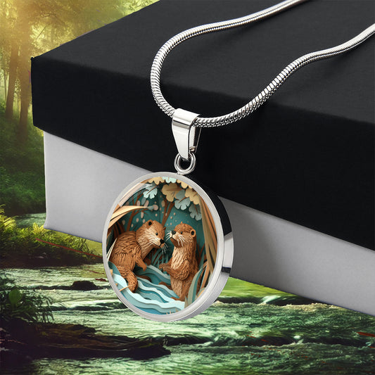 The Otter Friends Circle Pendant Necklace