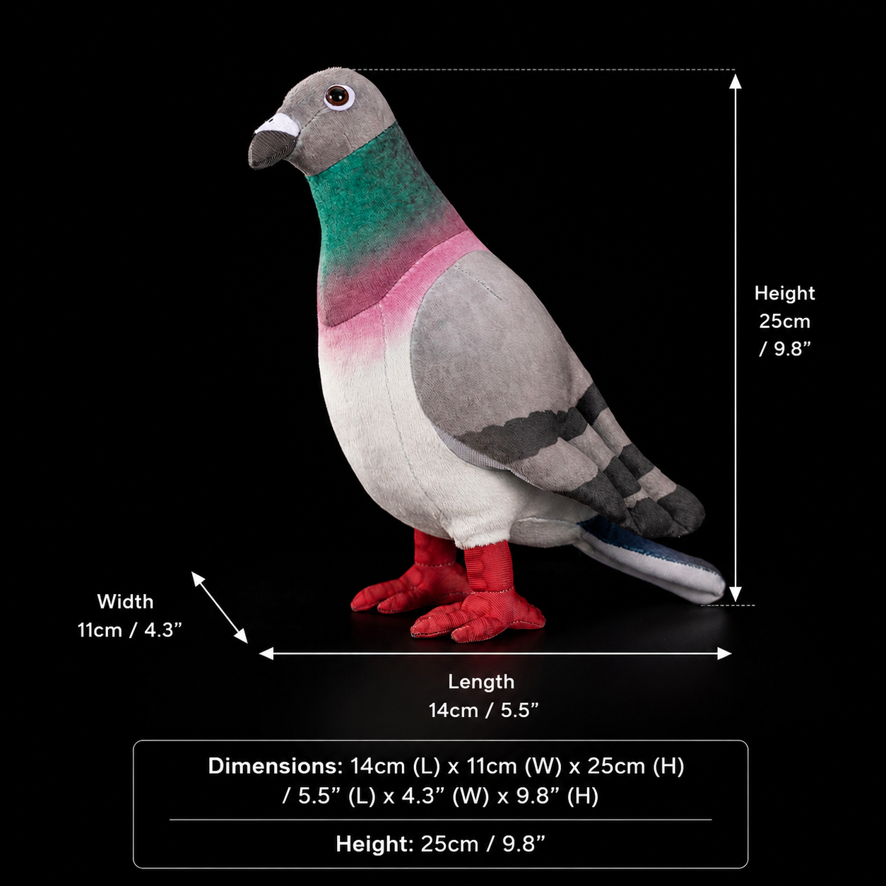 Peluche morbido a forma di piccione comune