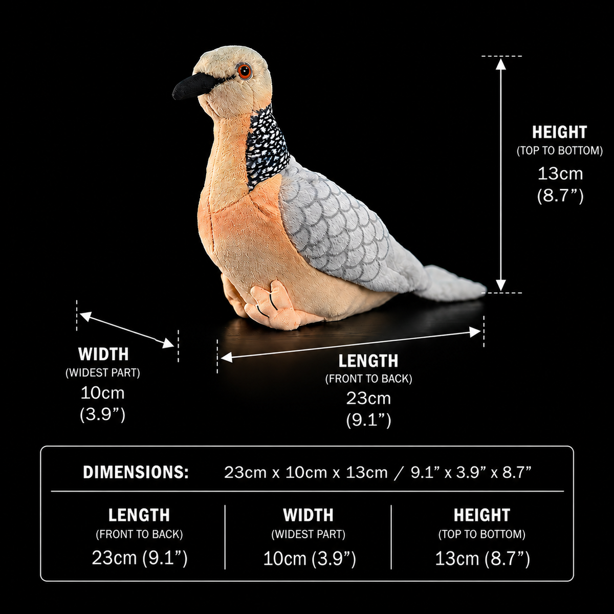 Spotted Dove Bird Soft Stuffed Plush Toy
