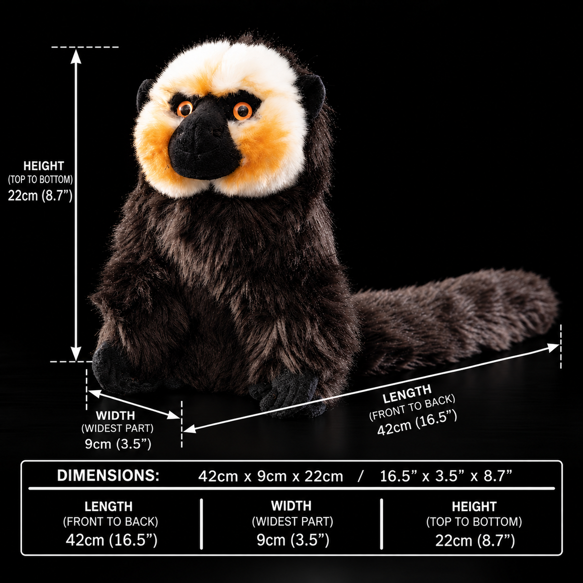 White-faced Saki Monkey Soft Stuffed Plush Toy