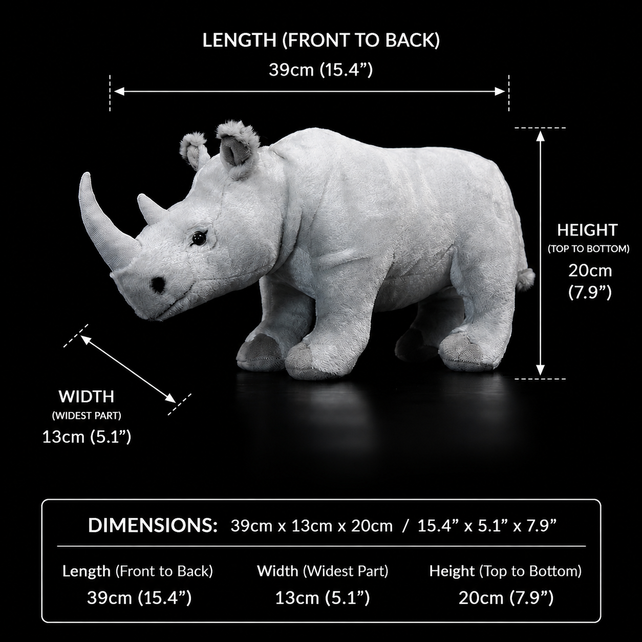 White Rhinoceros Soft Stuffed Plush Toy