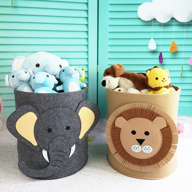 Animal Face Toy Storage Bucket Basket