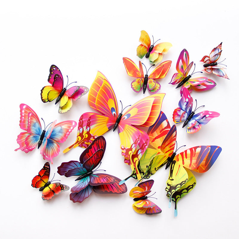 3D Butterfly Wall Decor Magnetic/Adhesive Sticker Decals (12 Pack)