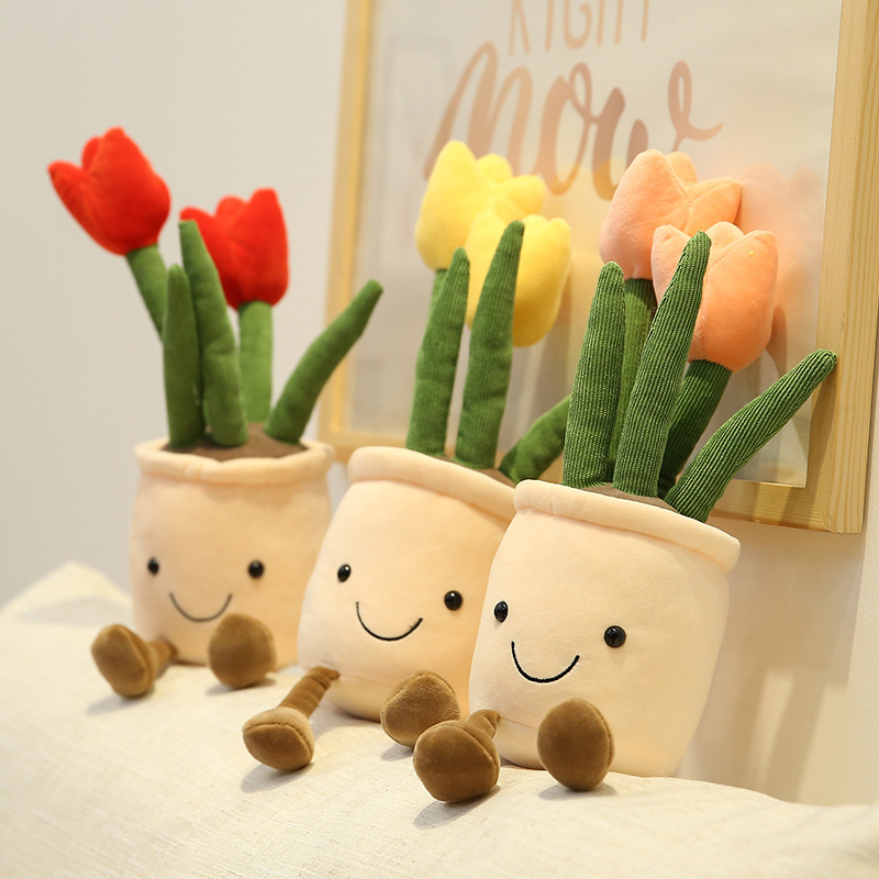 Cute Tulips Flower Soft Stuffed Plush Decor Toy