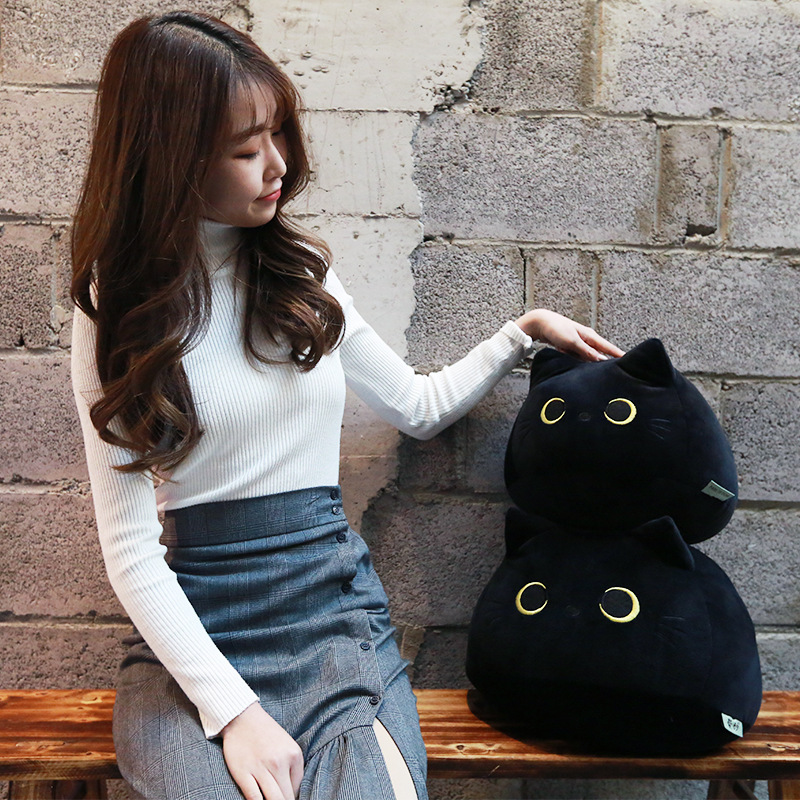 Black Cat Stuffed Plush Pillow Cushion Toy