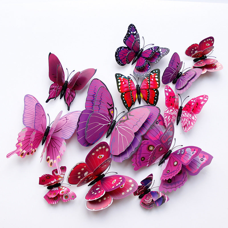 3D Butterfly Wall Decor Magnetic/Adhesive Sticker Decals (12 Pack)