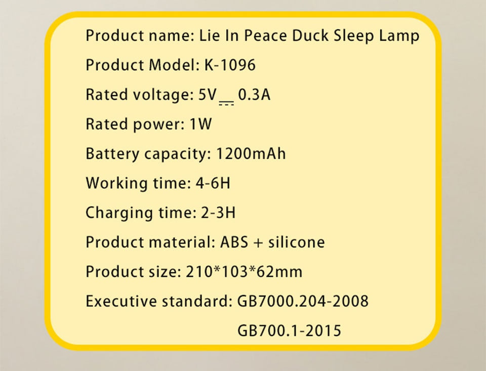 Duck Bird Children's Bedside Silicone Night Light Lamp
