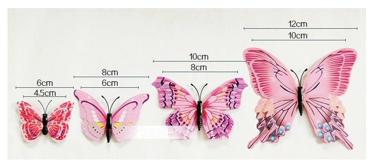 3D Butterfly Wall Decor Magnetic/Adhesive Sticker Decals (12 Pack)