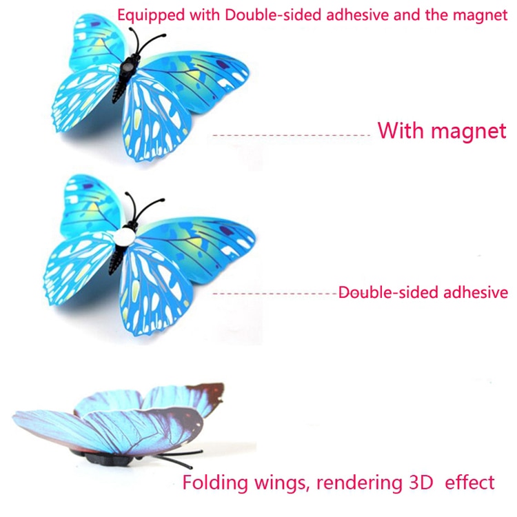 3D Butterfly Wall Decor Magnetic/Adhesive Sticker Decals (12 Pack)