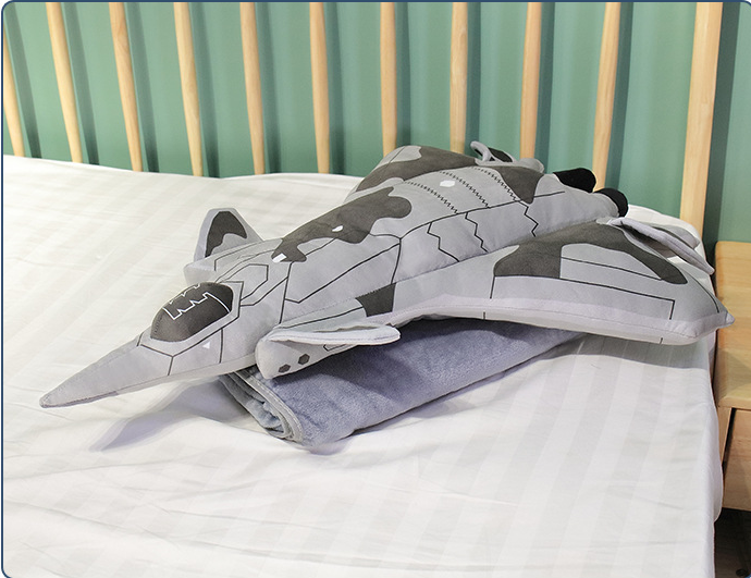 Fighter Jet Airplane Soft Plush Pillow Blanket Toy