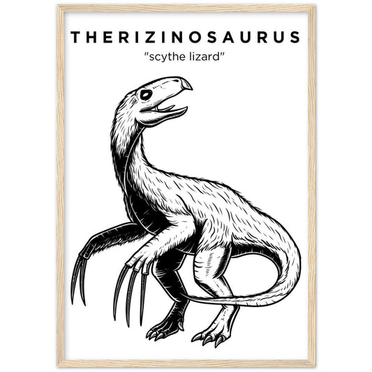 Therizinosaurus Dinosaur Wooden Framed Poster