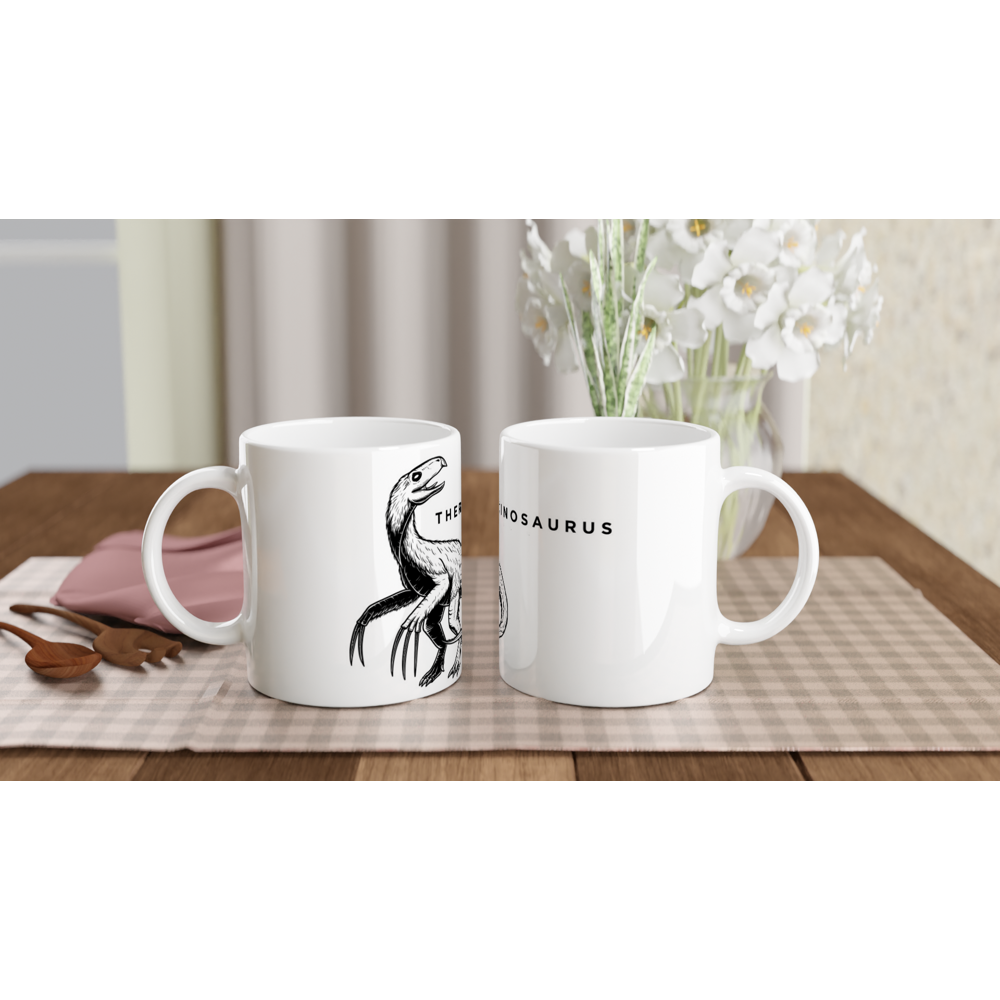 Therizinosaurus Dinosaur White Ceramic Mug