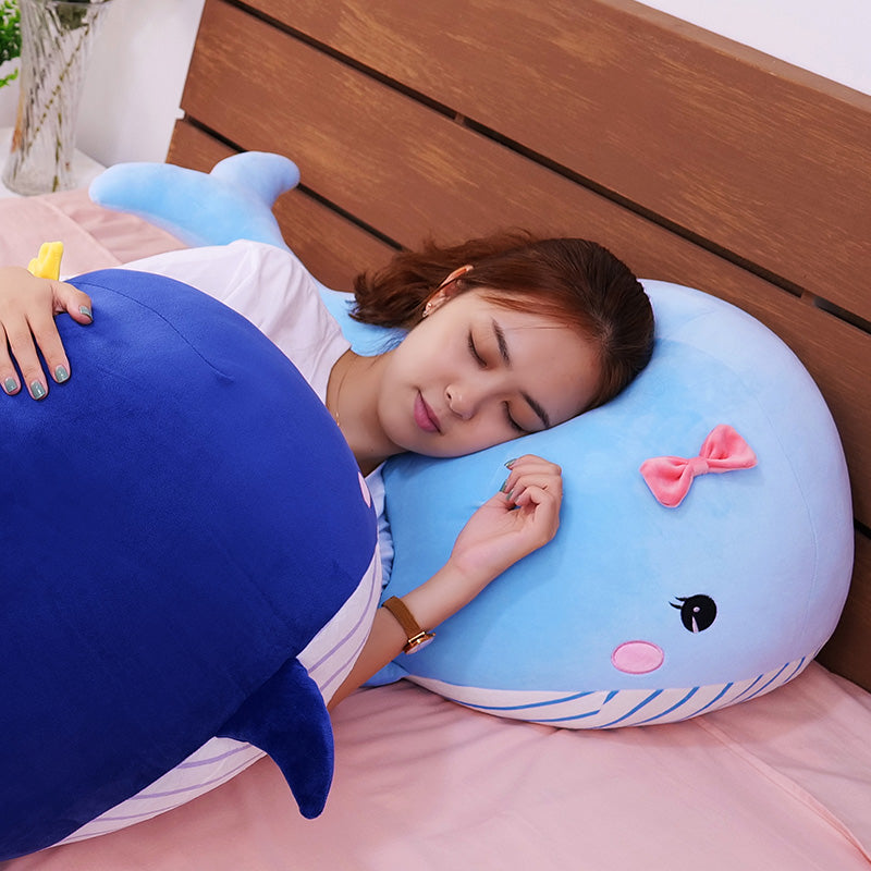 Large Whale Soft Stuffed Plush Pillow Cushion Toy
