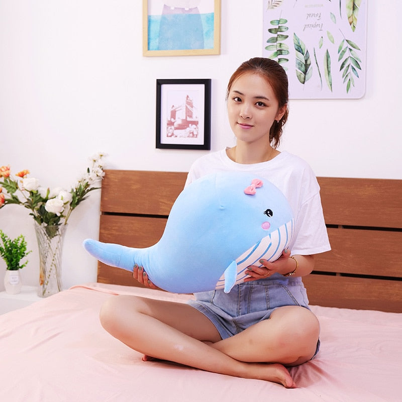 Large Whale Soft Stuffed Plush Pillow Cushion Toy