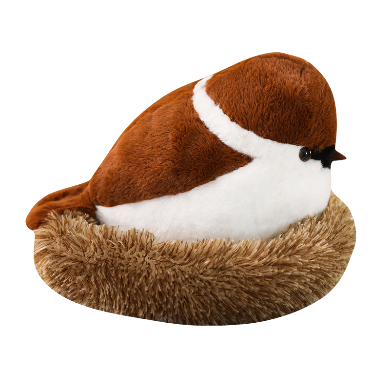 Cute Sparrow Bird With Nest Soft Stuffed Plush Toy