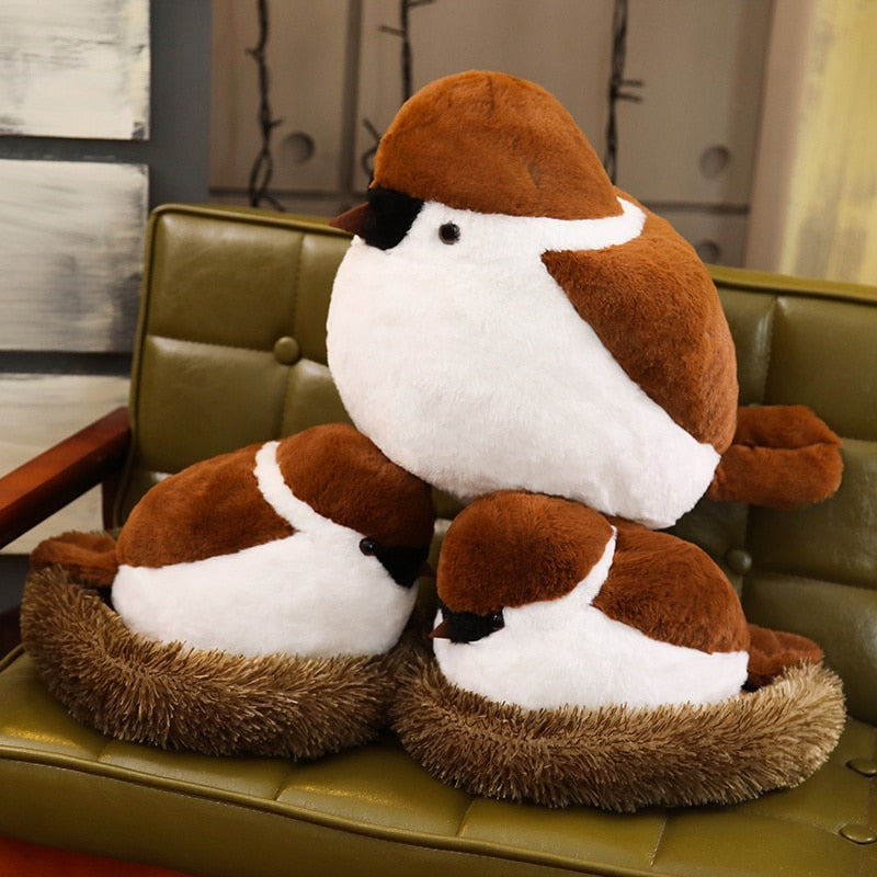 Cute Sparrow Bird With Nest Soft Stuffed Plush Toy