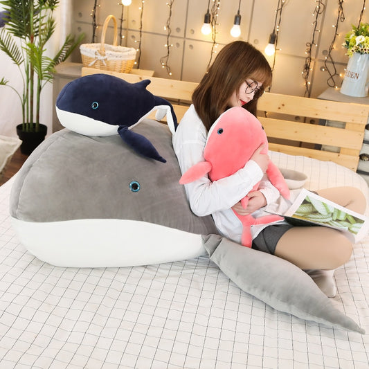 Large Hugging Whale Stuffed Plush Pillow Toy