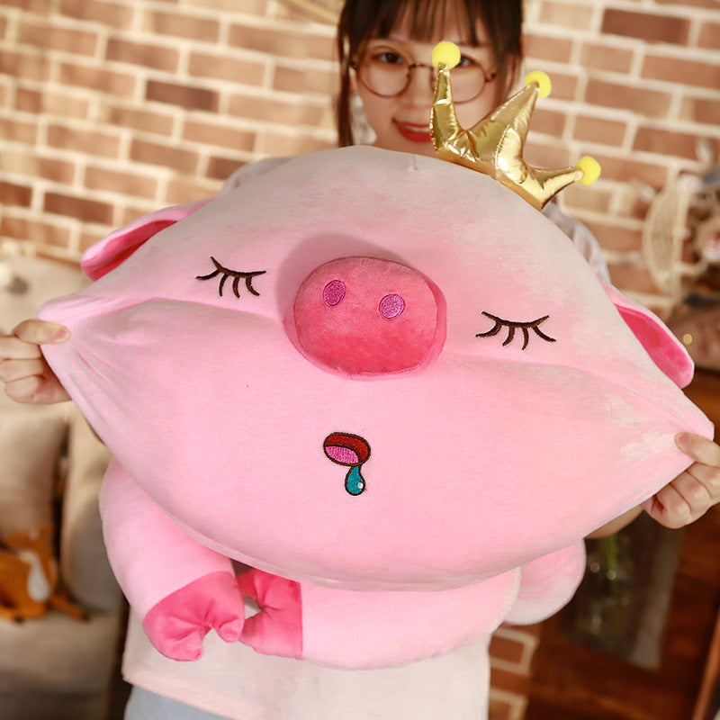 Crown Cute Pig Soft Stuffed Plush Pillow Toy