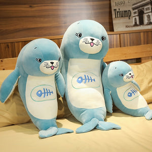 Blue Sea Lion Stuffed Plush Pillow Toy