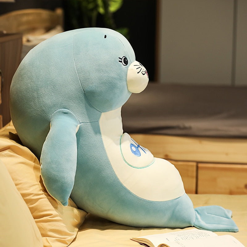 Blue Sea Lion Stuffed Plush Pillow Toy