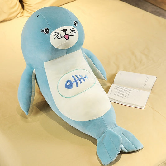 Blue Sea Lion Stuffed Plush Pillow Toy