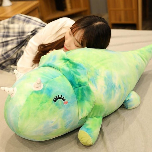 Cute Rainbow Tri-horn Dinosaur Pillow Soft Stuffed Plush Toy