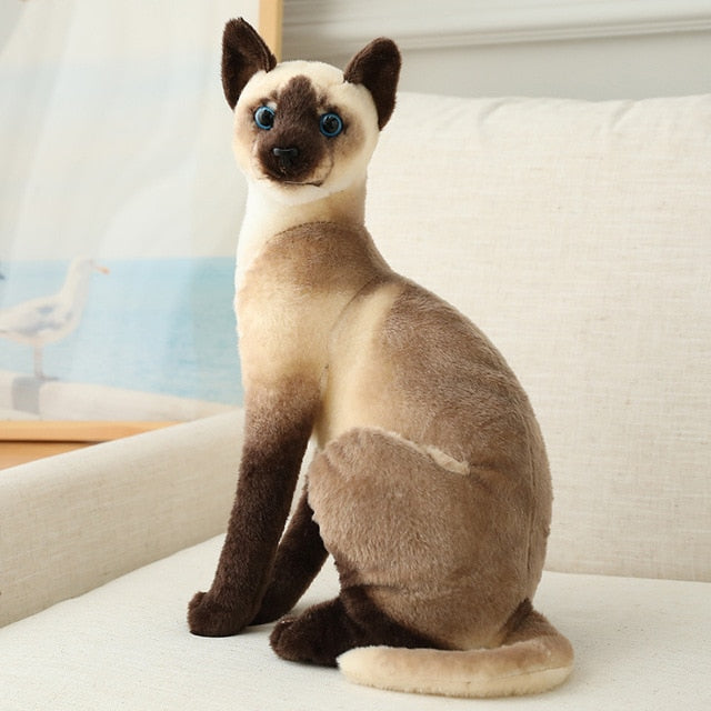 Brinquedo de pelúcia macio para decoração de gato realista