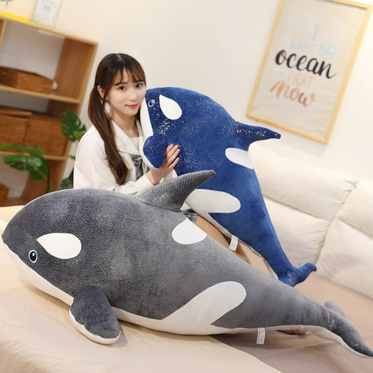 Large Blue Black Whale Soft Stuffed Plush Toy