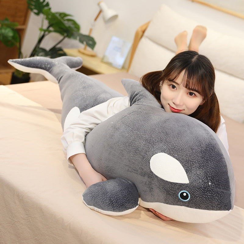 Large Blue Black Whale Soft Stuffed Plush Toy