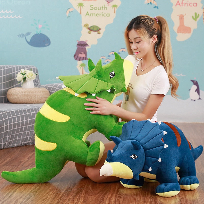 Blue Green Triceratops Dinosaur Stuffed Plush Toy