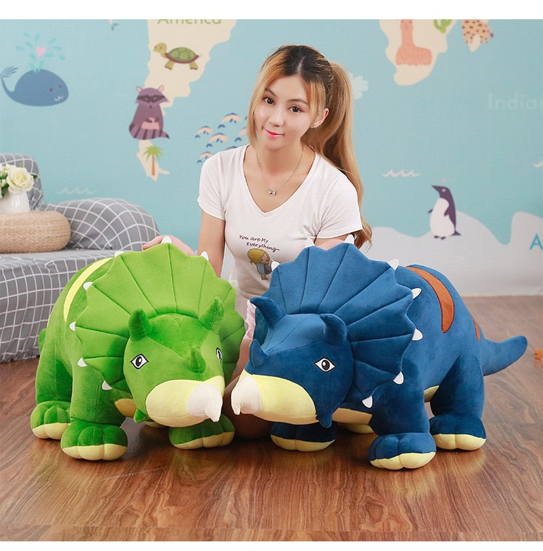 Blue Green Triceratops Dinosaur Stuffed Plush Toy