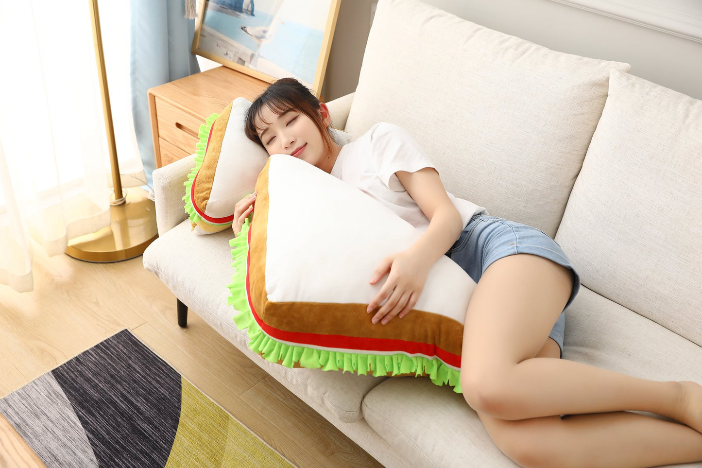 Hamburger Sandwich Stuffed Plush Pillow Toy