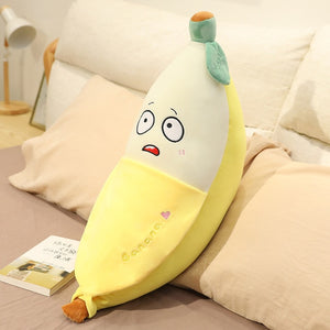 Peeled Banana Face Stuffed Plush Pillow Toy