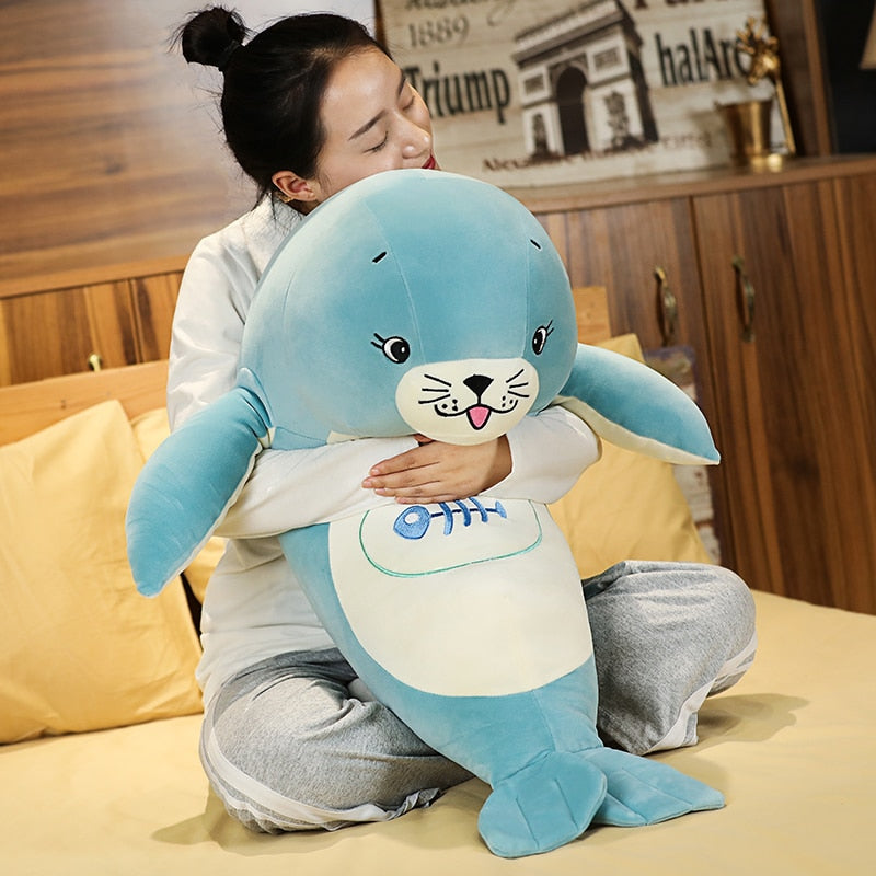 Blue Sea Lion Stuffed Plush Pillow Toy