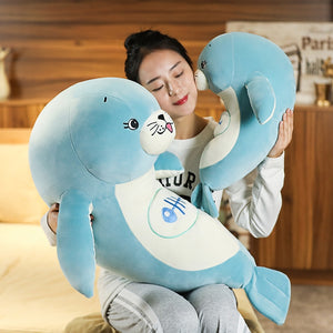 Blue Sea Lion Stuffed Plush Pillow Toy
