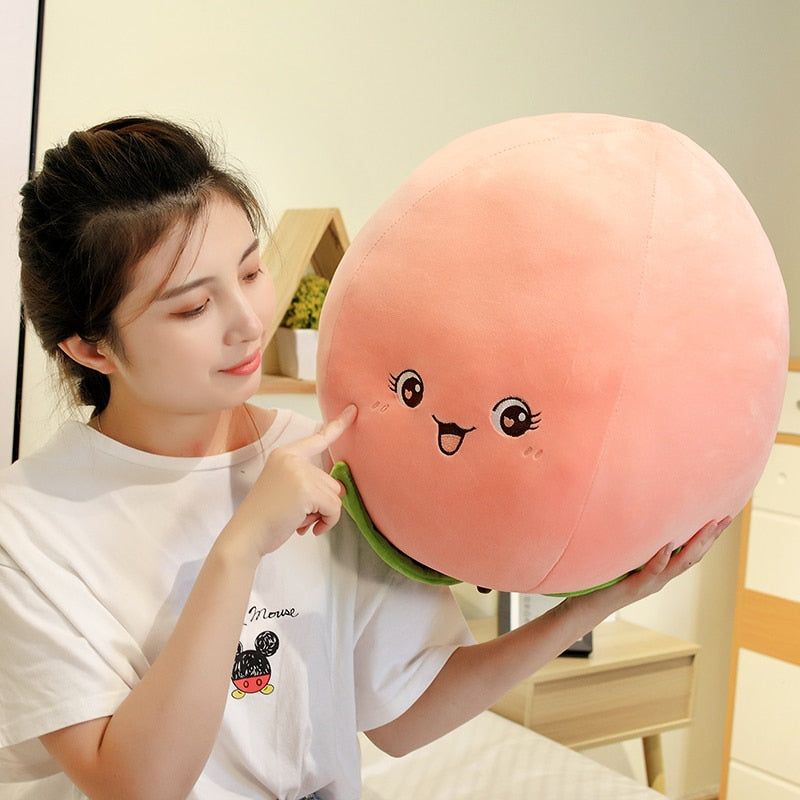 Cute Peach Fruit Pillow Stuffed Plush Toy