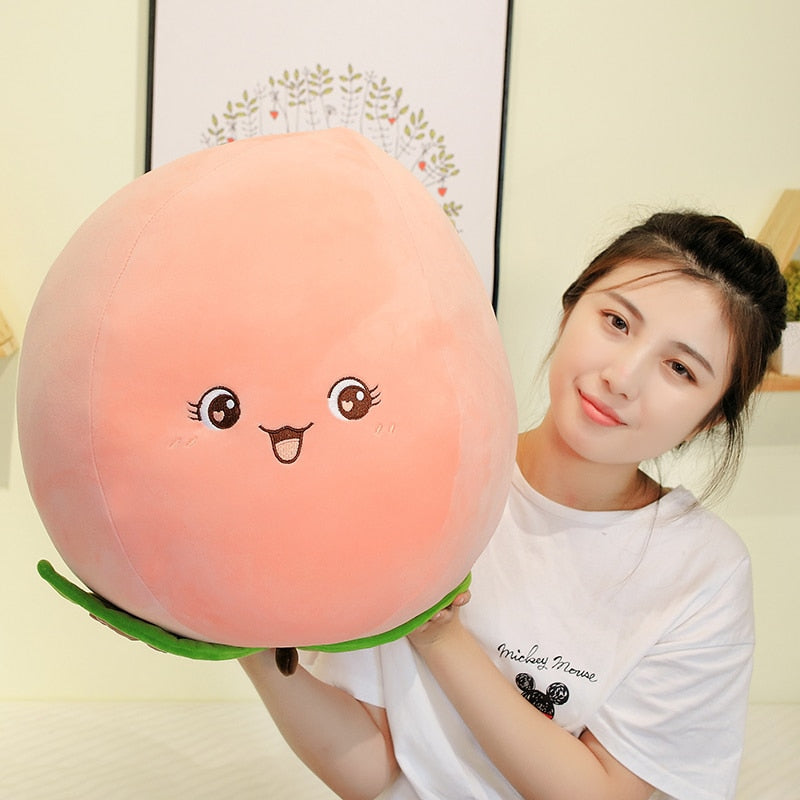 Cute Peach Fruit Pillow Stuffed Plush Toy