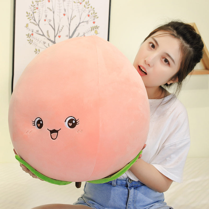 Cute Peach Fruit Pillow Stuffed Plush Toy