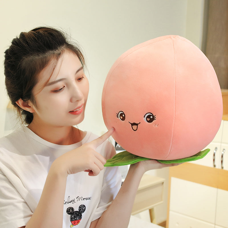 Cute Peach Fruit Pillow Stuffed Plush Toy